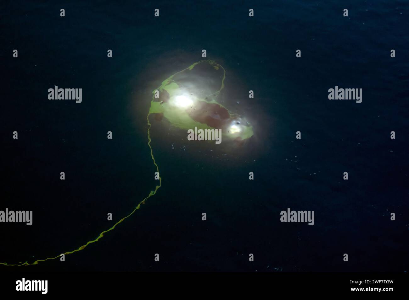 A submarine underwater drone exploring the abyss Stock Photo
