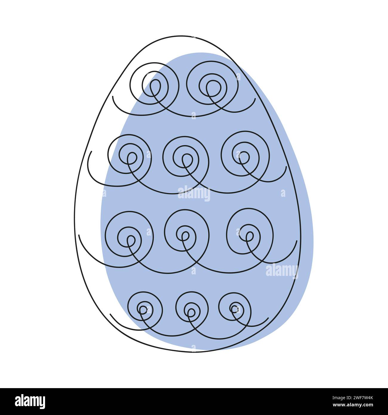 Colorful blue Easter egg with pattern. Continuous one line drawing. On ...