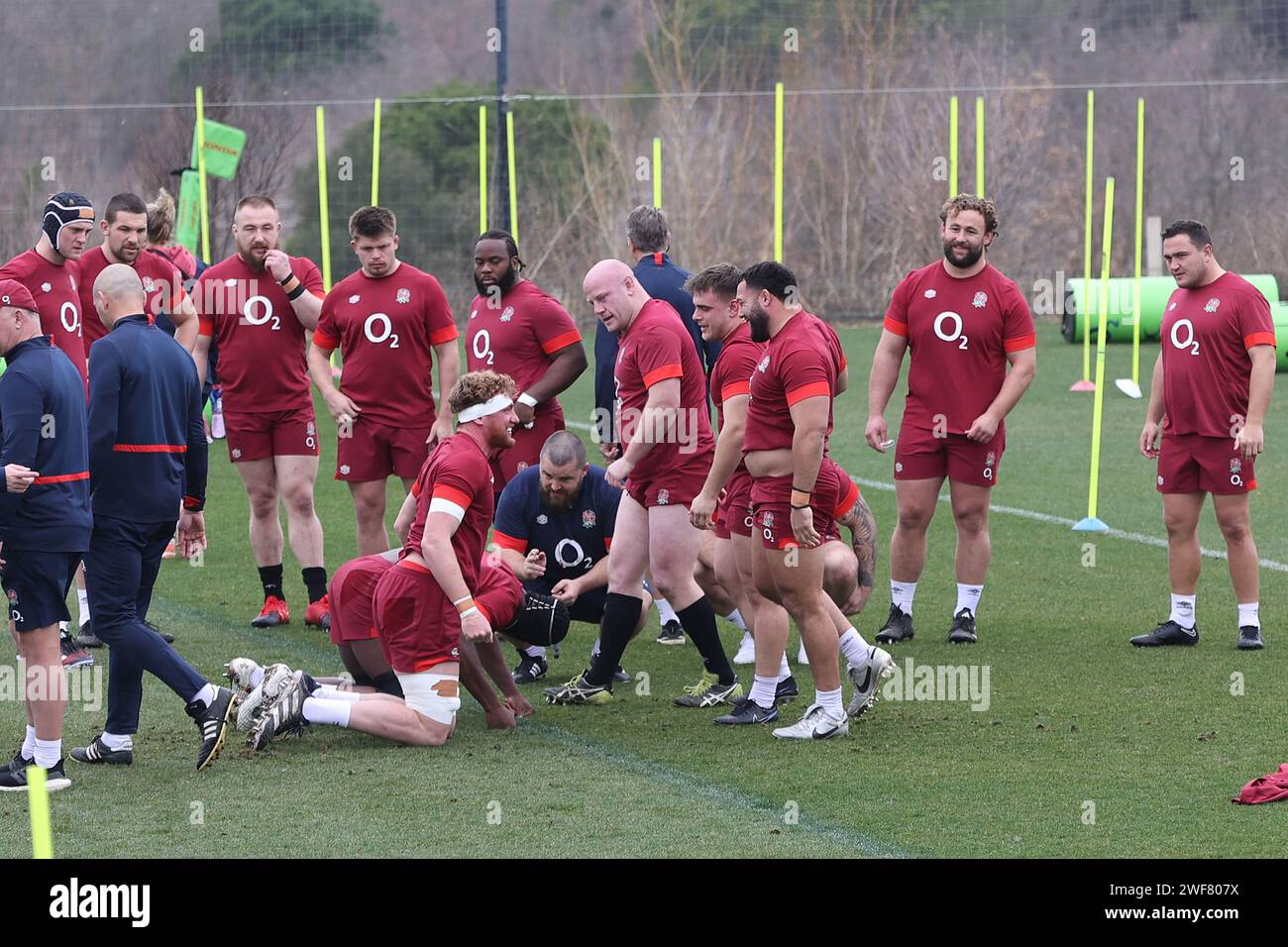 Girona, Spain, 29th January 2024, Tom Harrison scrum coach with England forwards at England men's rugby training camp Stock Photo
