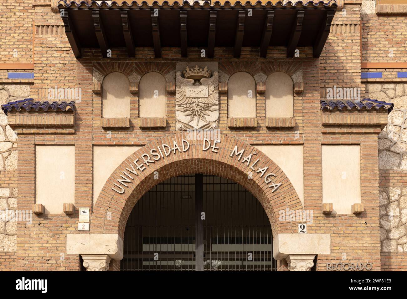 Malaga, Spain 26012024 Entrance of Universidad de Malaga with