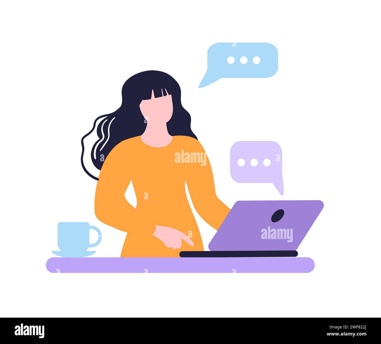 Online learning. Homeschooling and Workplace. The girl is texting from