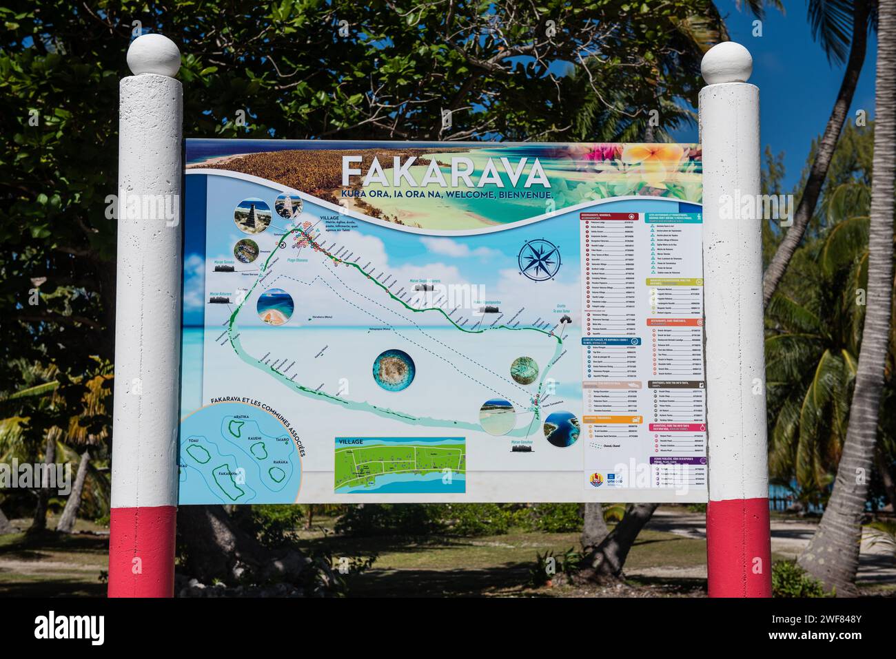 Map of Fakarava Atoll in  French Polynesia Stock Photo