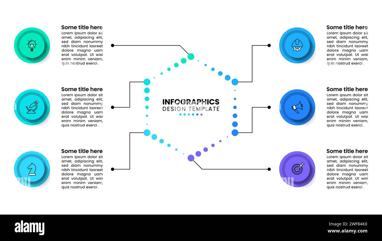 Infographic template with icons and 6 options or steps. Abstract ...