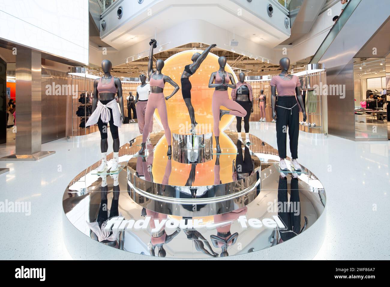 Mannequin display wearing Nike yoga clothing athleisure products at the ...