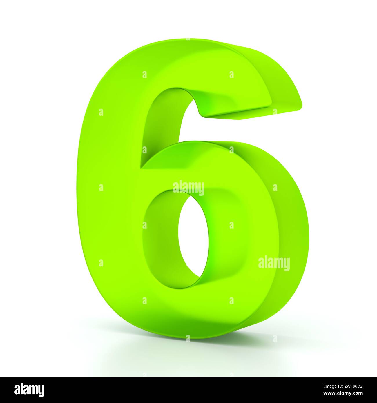 Number six with green glass material. 3d symbol for graphic design, presentation or background Stock Photo