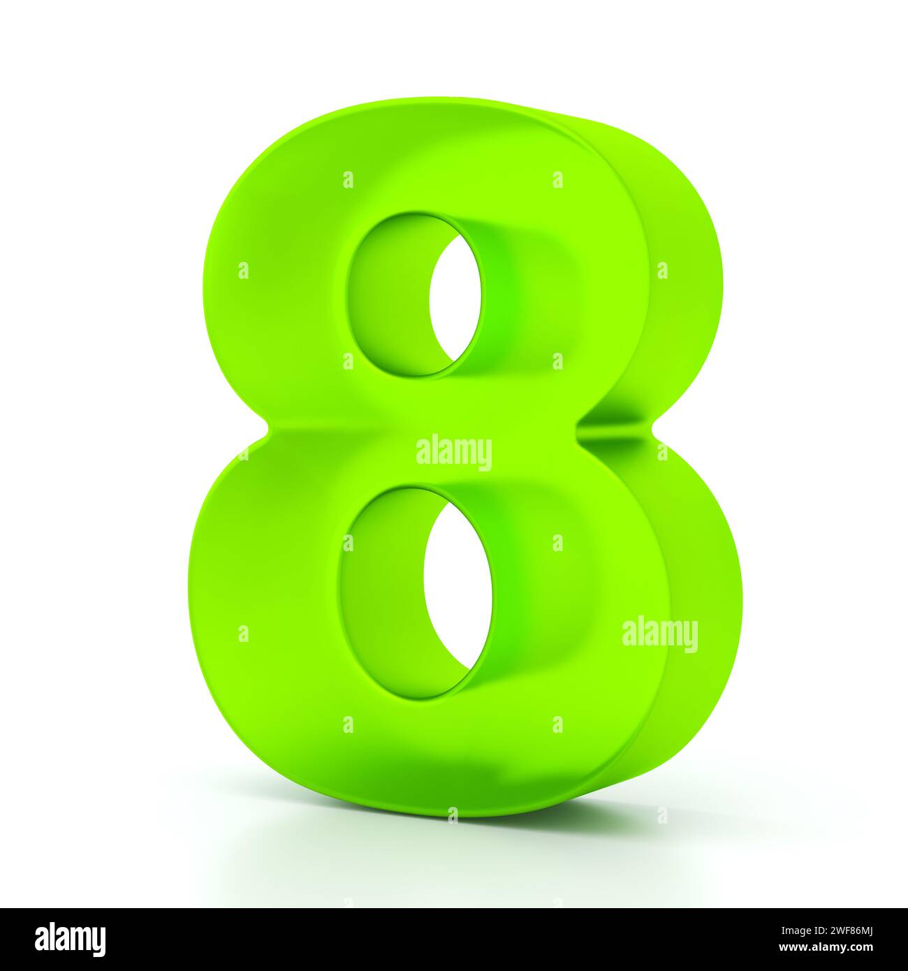 Number eight with green glass material. 3d symbol for graphic design, presentation or background Stock Photo