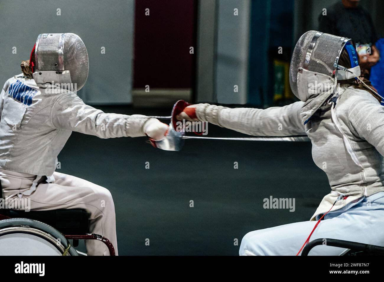 women fencer wheelchair fencing competition, summer para games championships Stock Photo