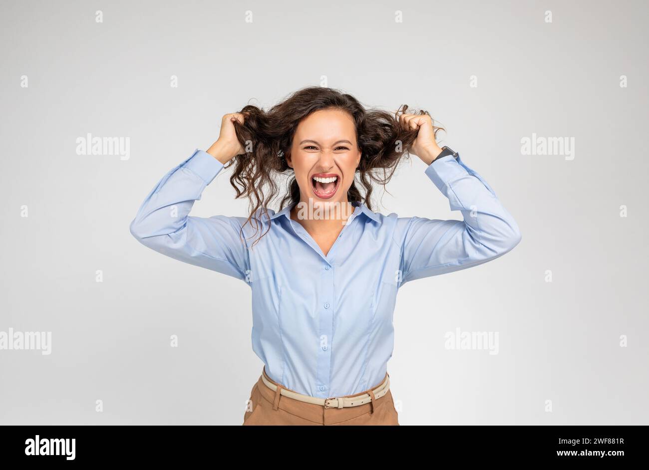 Woman shouting joyfully in hi-res stock photography and images - Alamy