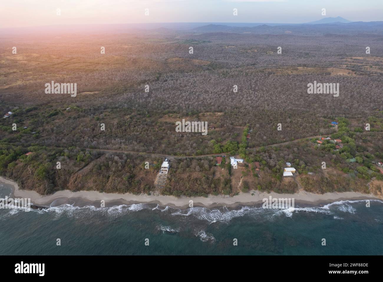 Seashore landscape in central america aerial above drone view Stock Photo
