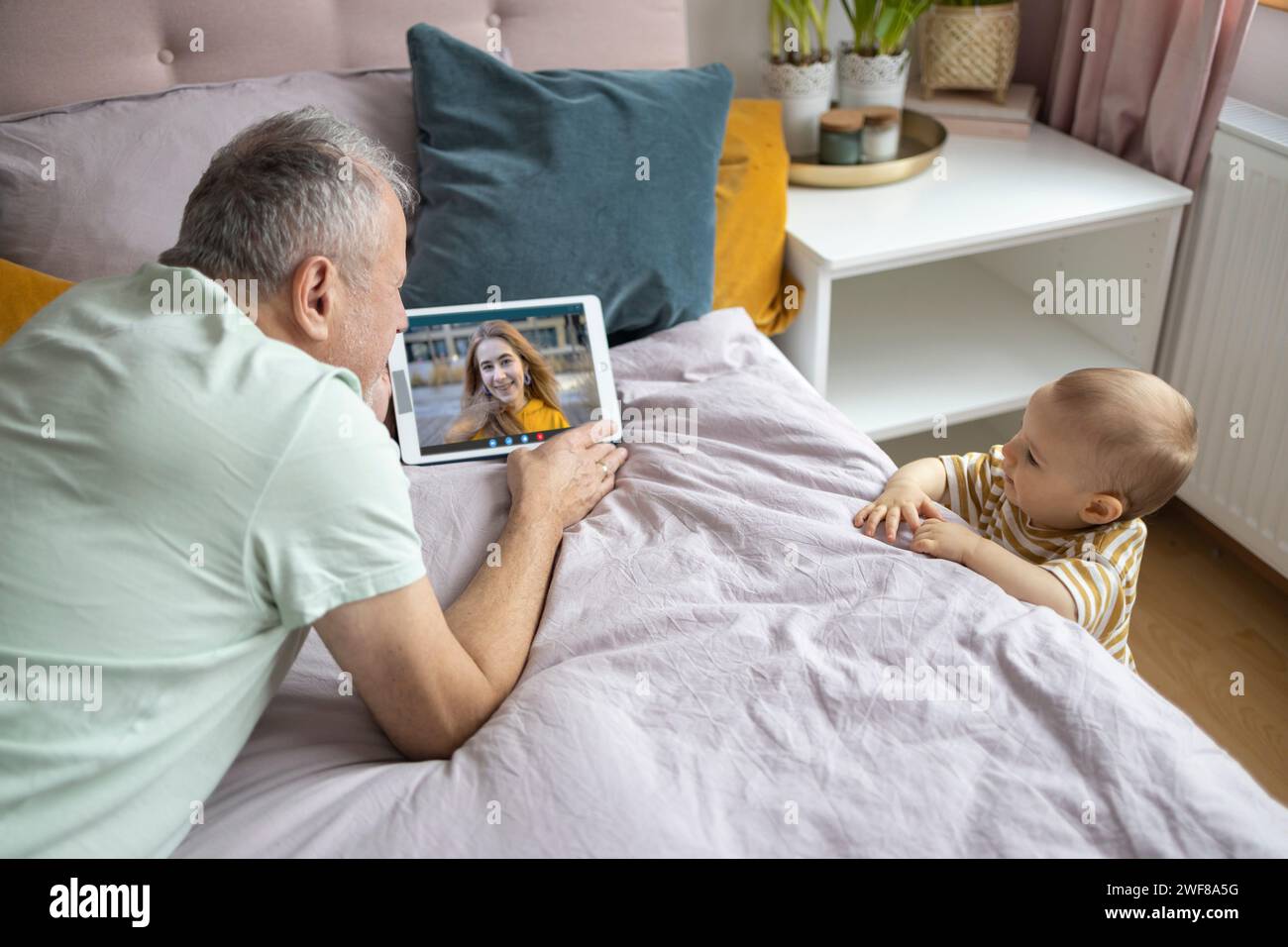 Baby Calling Woman infant video calling hi-res stock photography and images - Alamy