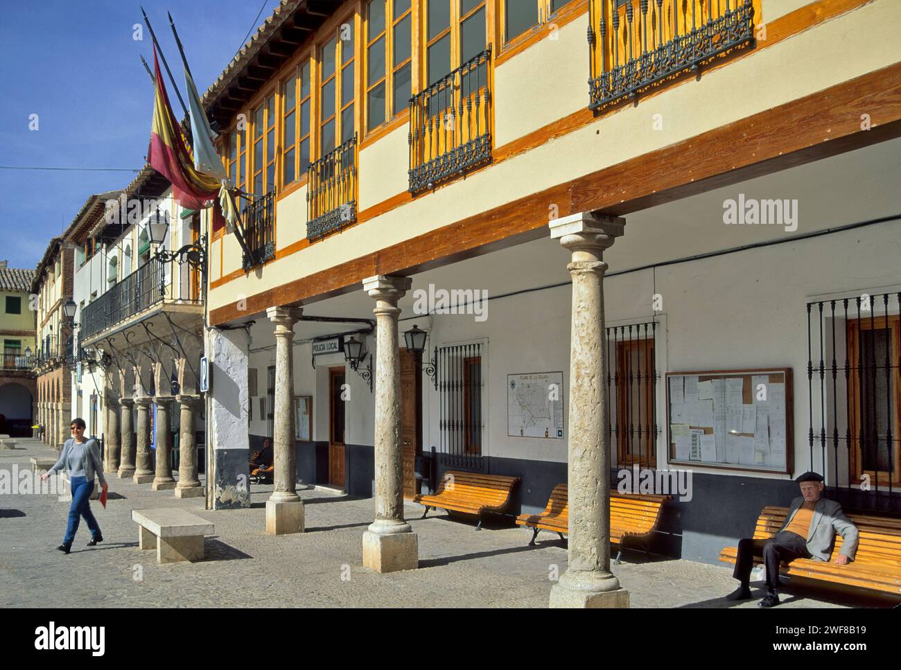 Police station at Plaza Mayor in La Solana, Castille La Mancha, Spain Stock  Photo - Alamy