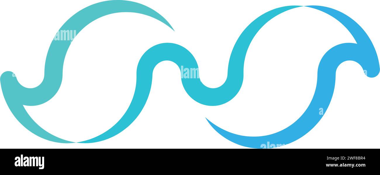 water wave blue letter n logo icon vector Stock Vector