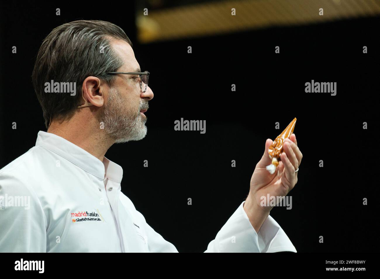 Swiss chef Andreas Caminada from Schloss Schauenstein during the edition of the Madrid international gastronomic congress,  Madrid January 29, 2024 Sp Stock Photo