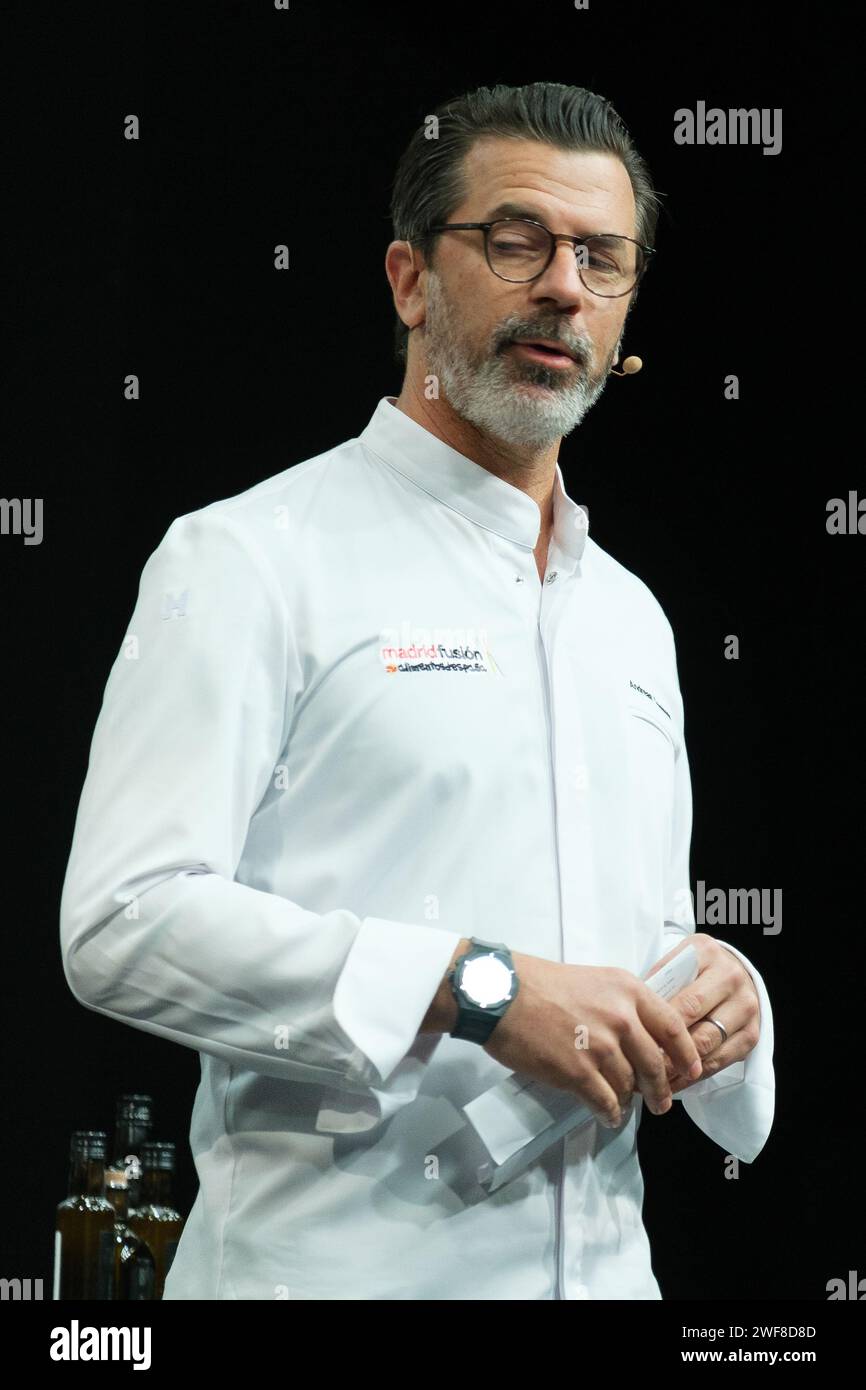 Swiss chef Andreas Caminada from Schloss Schauenstein during the edition of the Madrid international gastronomic congress,  Madrid January 29, 2024 Spain (Photo by Oscar Gonzalez/Sipa USA) (Photo by Oscar Gonzalez/Sipa USA) Stock Photo