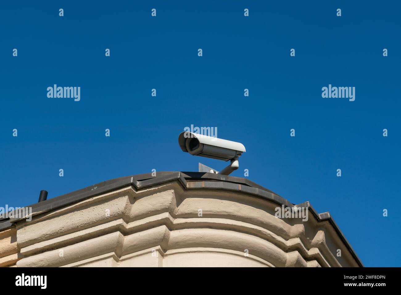 Surveillance video cameras placed to control buildings and entrances help to verify crimes and area security. big brother will have more and more supp Stock Photo
