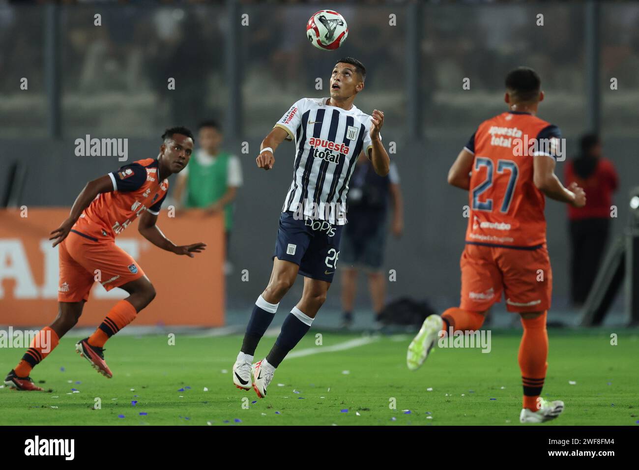 Kevin Serna of Alianza Lima during the Liga 1 match between Alianza de Lima and Cesar Vallejo played at Nacional Stadium on January 28, 2024 in Lima, Peru. (Photo by Miguel Marrufo / PRESSINPHOTO) Stock Photo