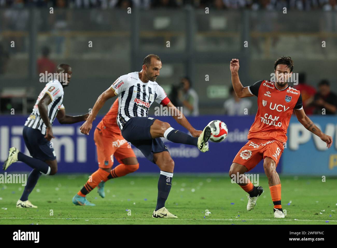 Hernan Barcos of Alianza Lima during the Liga 1 match between Alianza de Lima and Cesar Vallejo played at Nacional Stadium on January 28, 2024 in Lima, Peru. (Photo by Miguel Marrufo / PRESSINPHOTO) Stock Photo