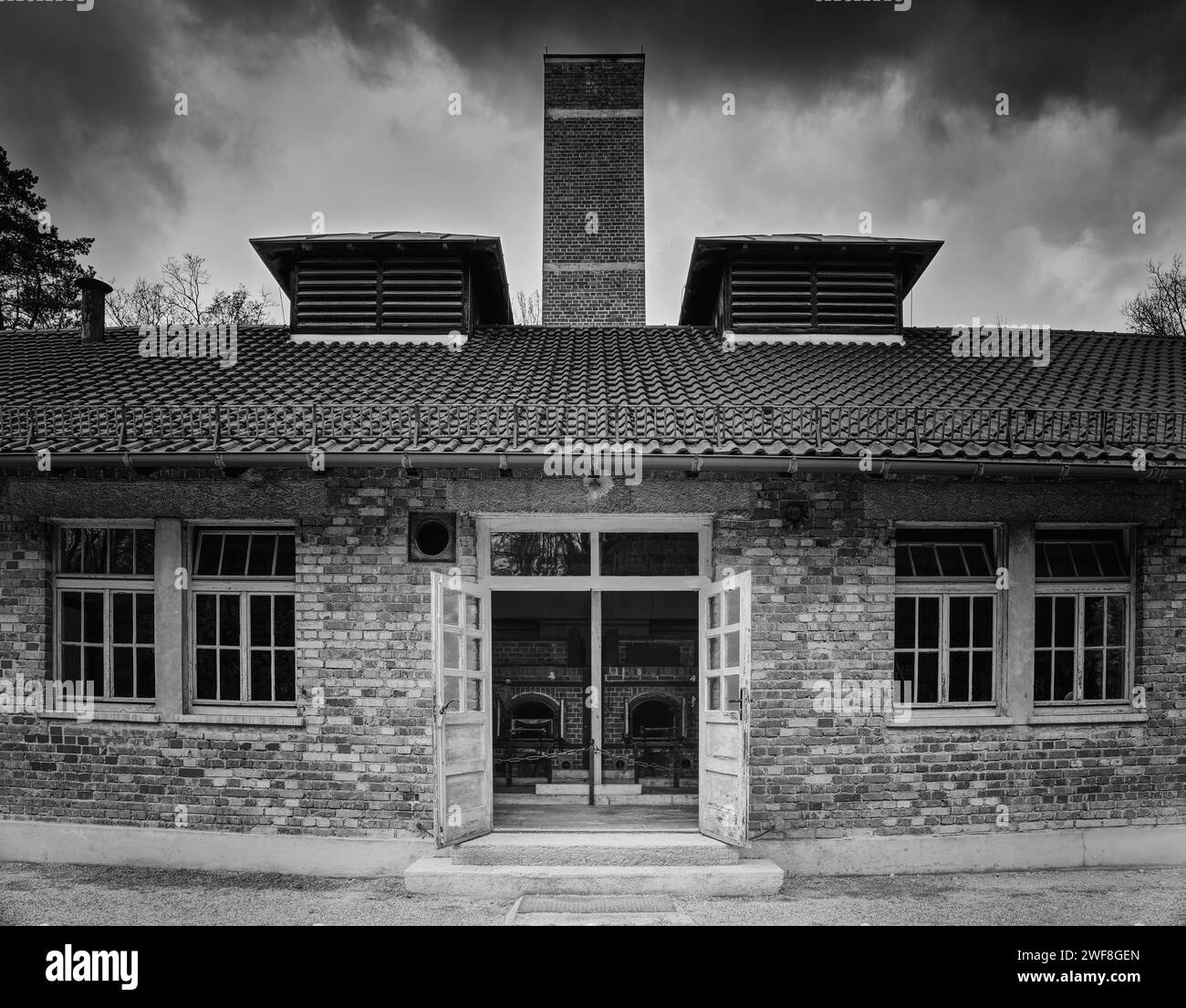 Dachau concentration campo crematory (Crematorio del campo di concentramento di Dachau) Stock Photo