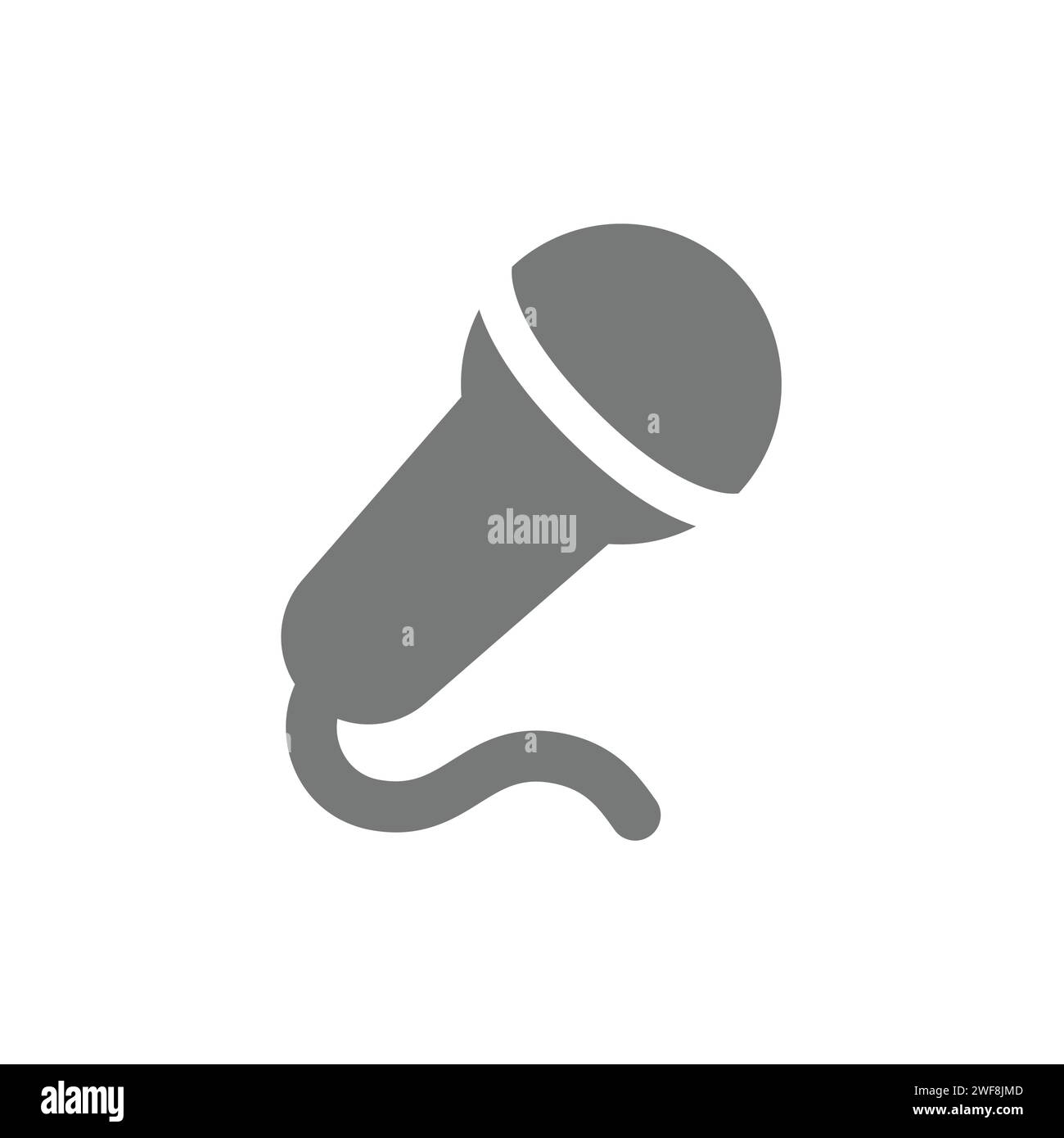 Microphone with wire vector icon. Cable mic black symbol Stock Vector