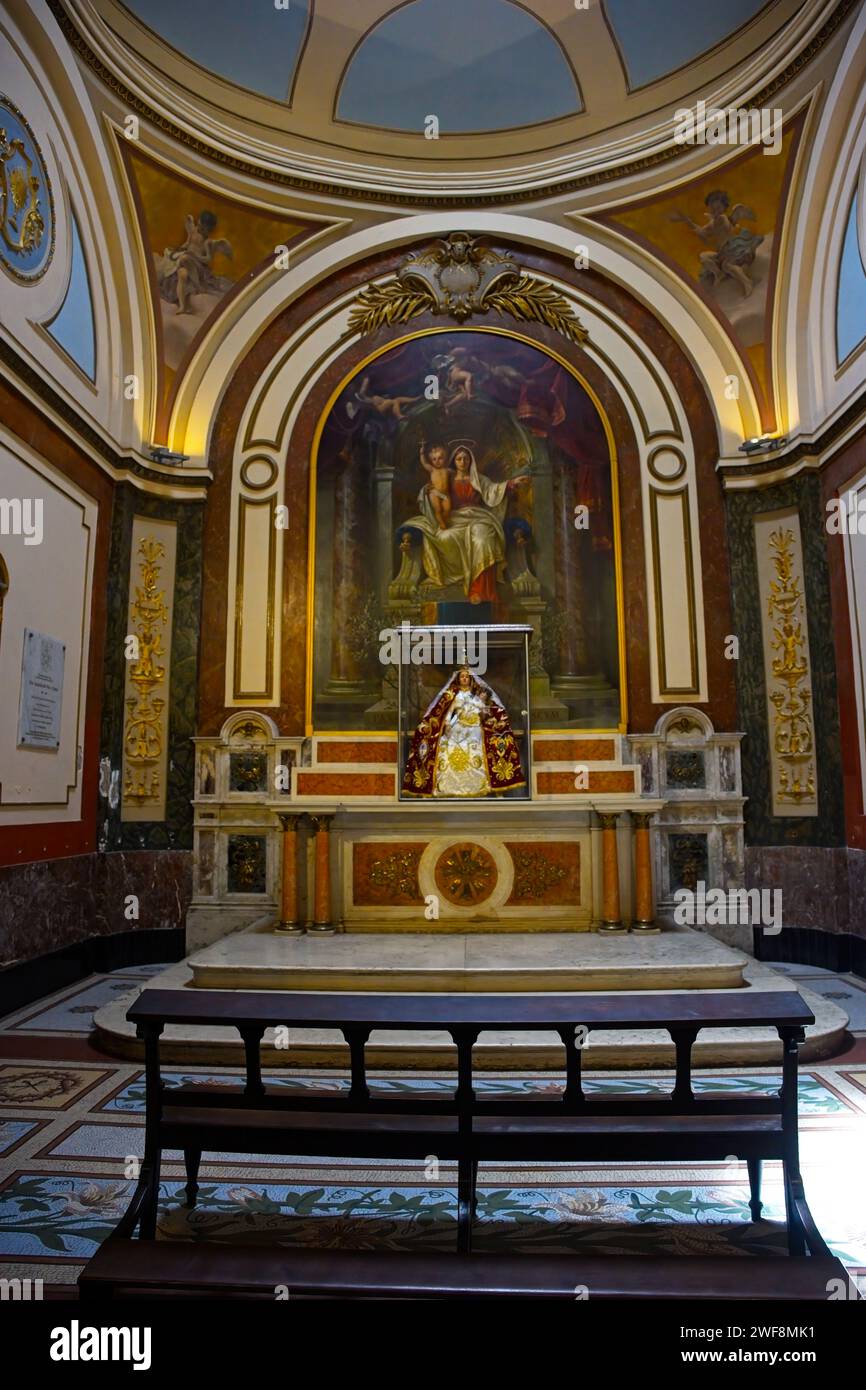 Madonna and Child figure in a side chapel in the Buenos Aires Metropolitan Cathedral. The Cathedral is the Catholic Church's main site in Argentina. Stock Photo