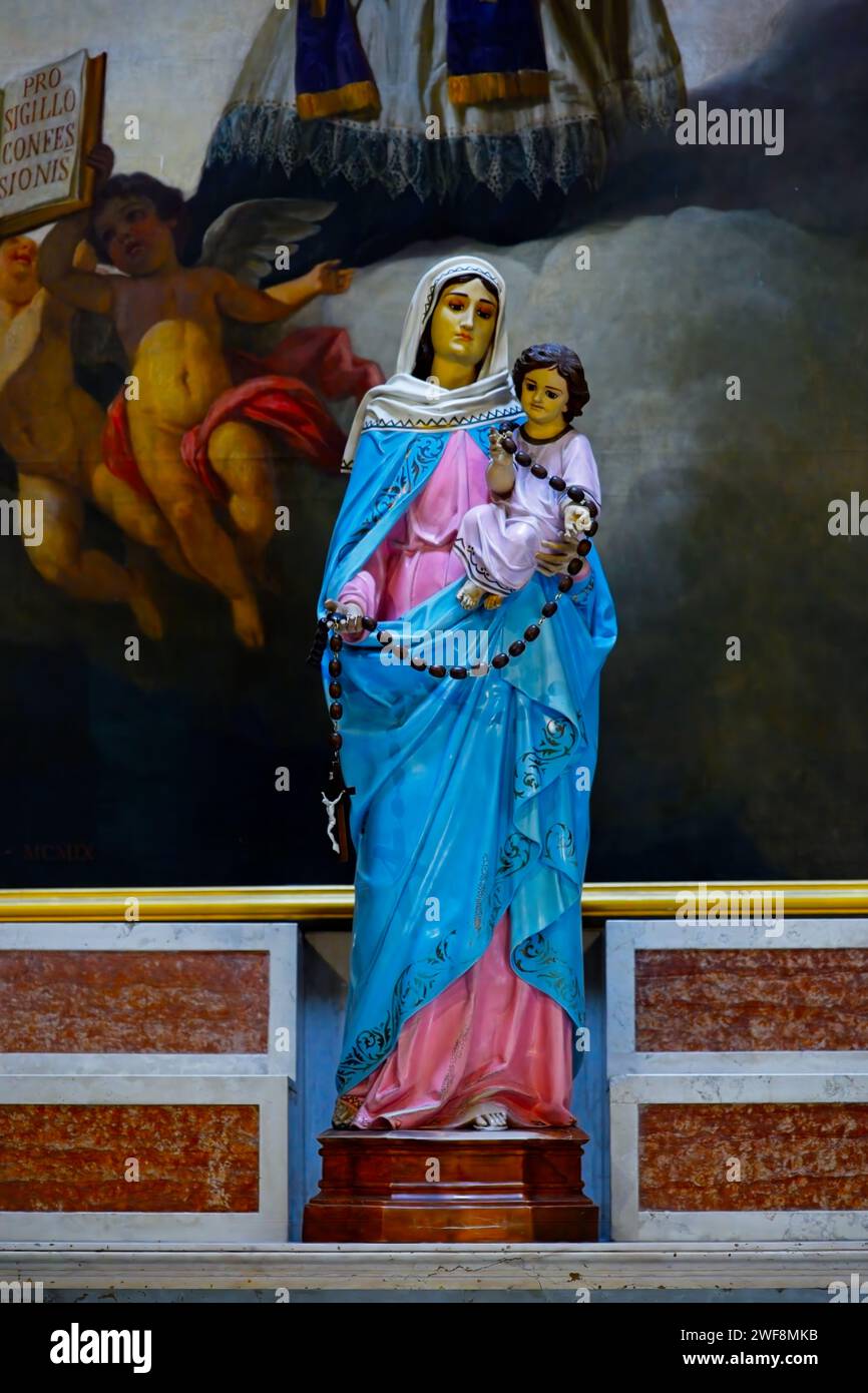 Madonna and Child figure in a side chapel i n the Metropolitan Cathedral.  The Metropolitan Cathedral is the Catholic Church's main site in Argentina. Stock Photo