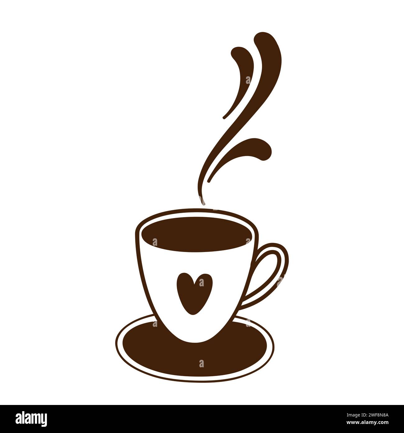 Steaming Coffee Cup With A Heart Icon Vector Illustration Stock Vector