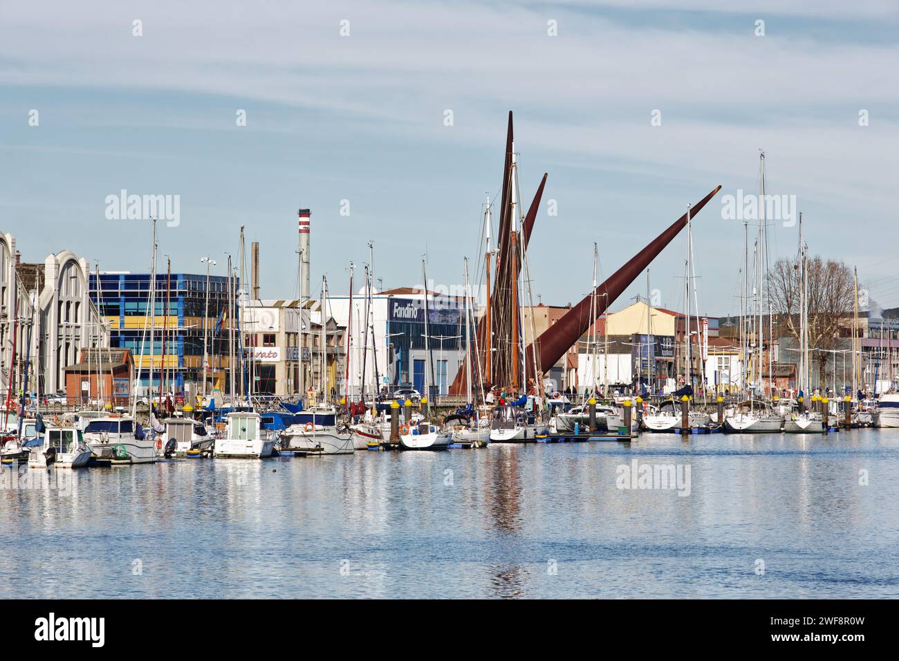 Aviles, Asturias, Spain. Leisure port, sports port. Built in the estuary, in the area that housed the primitive fishing port that gave rise to the tow Stock Photo