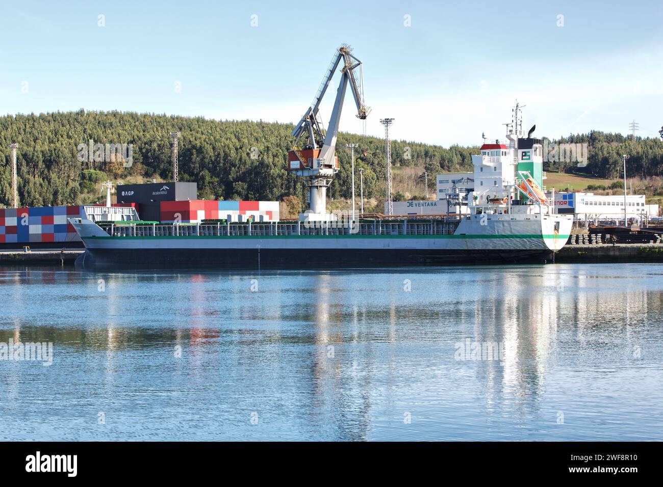 Aviles, Asturias, Spain. The port of Avilés is located on both banks of the Avilés estuary. It is bathed by the Cantabrian Sea Stock Photo