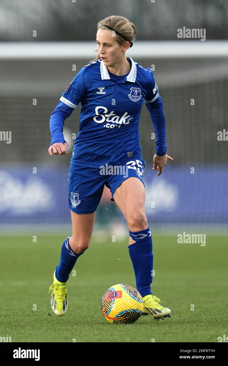 Everton FC v Leicester City FC Barclays Womens Super League  WALTON HALL PARK STADIUM, ENGLAND - JANUARY 28. 2024 Katja Snoeijs of Everton  during the Barclays Women´s Super League match between Everton FC and Leicester City FC at  Walton Hall Park Stadium on January 28 2024 in Liverpool England. (Photo Alan Edwards for F2images) Stock Photo