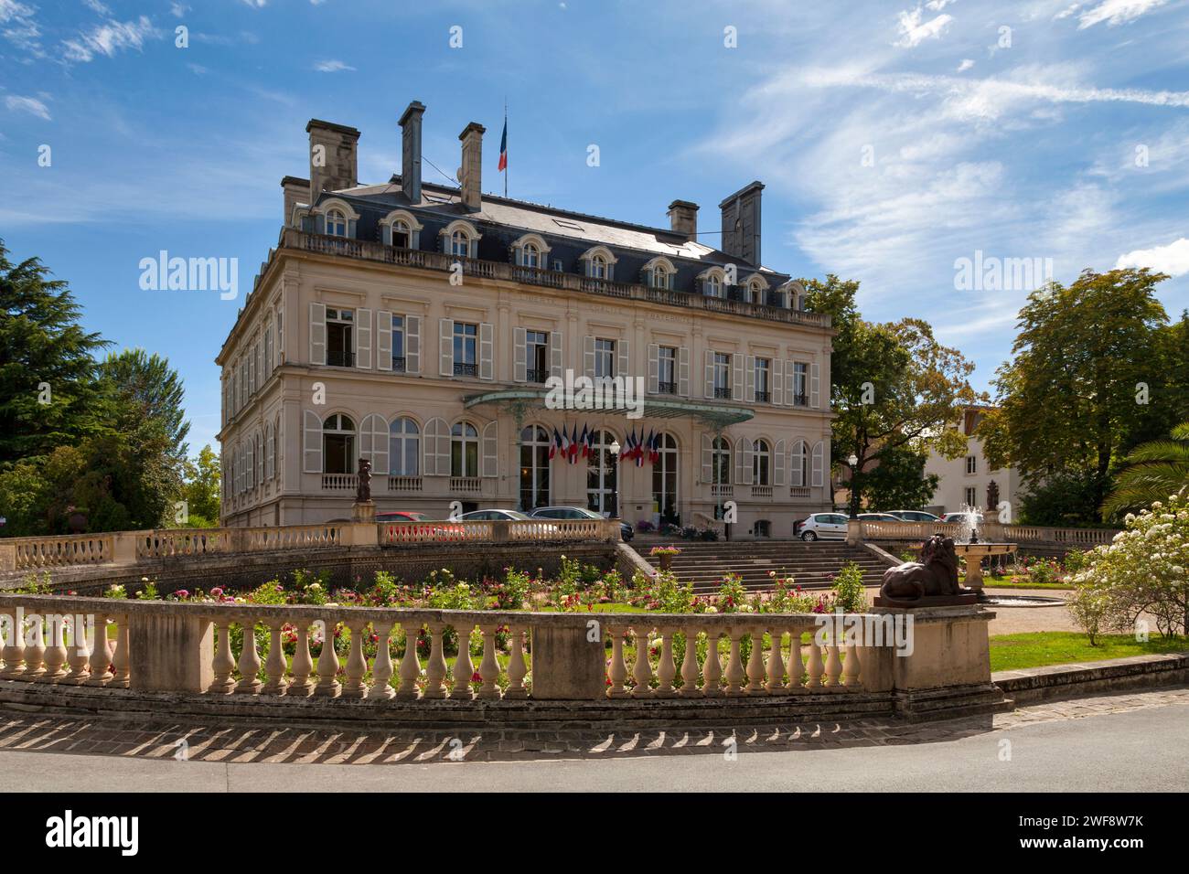 Epernay, France - July 23 2020: The town hall of Épernay, built around 1858 by the architect of the Montparnasse station, Victor Lenoir for the Auban- Stock Photo