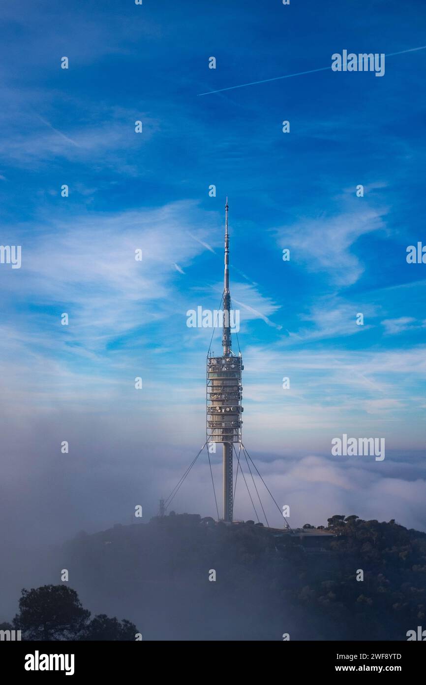 Norman Foster designed Torre de Collserola Communications Tower, Tibidabo, Barcelona, Spain Stock Photo