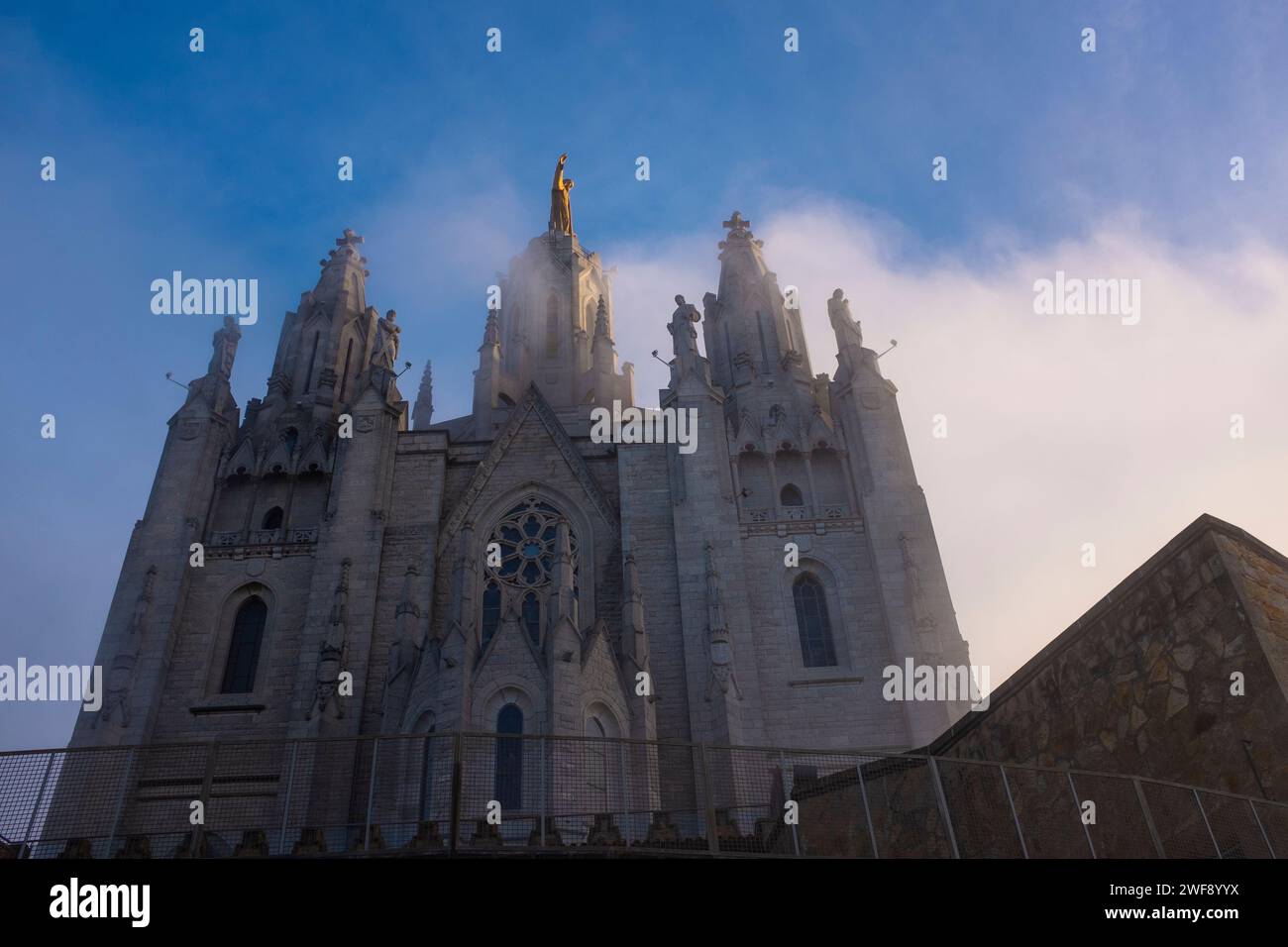 Temple Expiatori del Sagrat Cor - Expiatory Church of the Sacred Heart of Jesus, Tibidabo, Barcelona. Designed by architect Enric Sagnier. Stock Photo