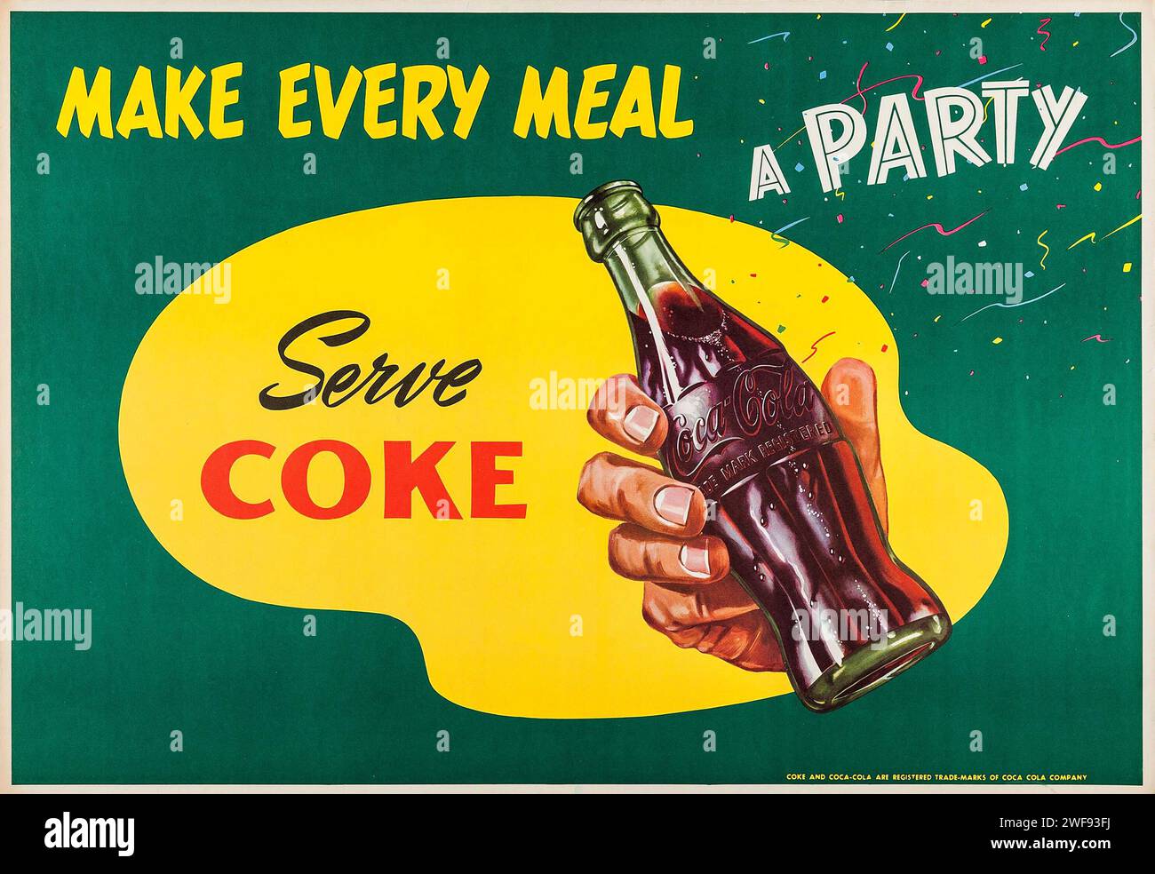 Coca-Cola (1950s) Advertising Poster - 'Make Every Meal a Party - Serve Coke' Stock Photo