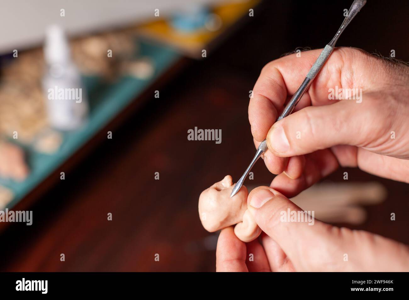 making a head sculpture with modeling clay Stock Photo Alamy