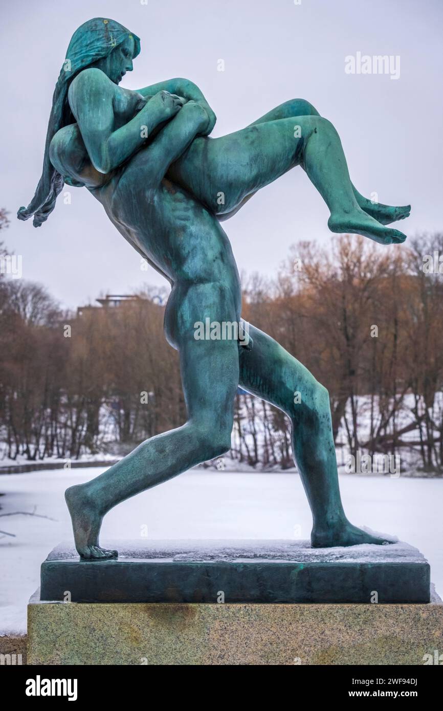 Statues by Norwegian sculptor Gustav Vigeland at Frogner Park in Oslo, Norway Stock Photo