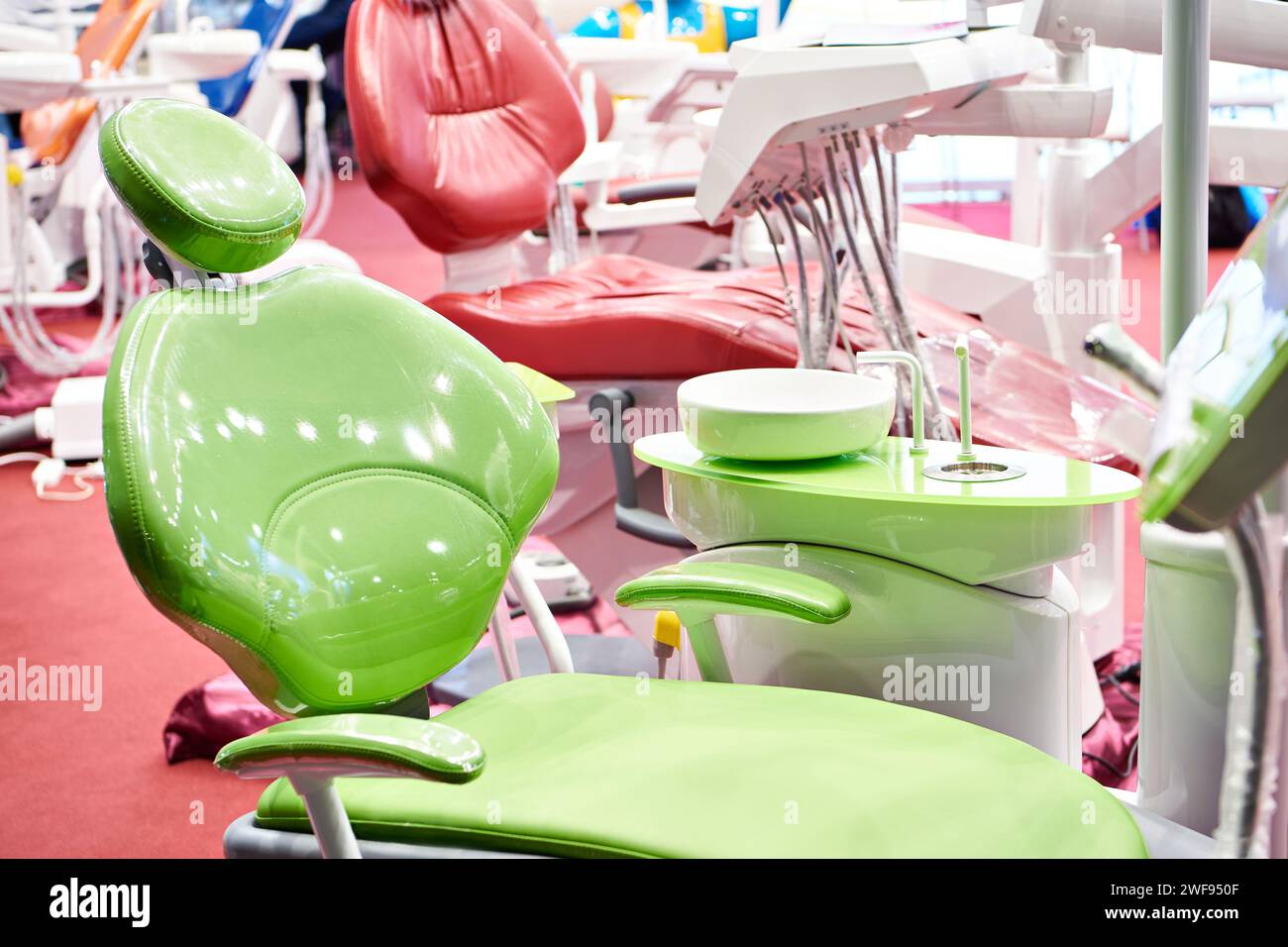 Dental chair and clinic equipment at the exhibition Stock Photo Alamy