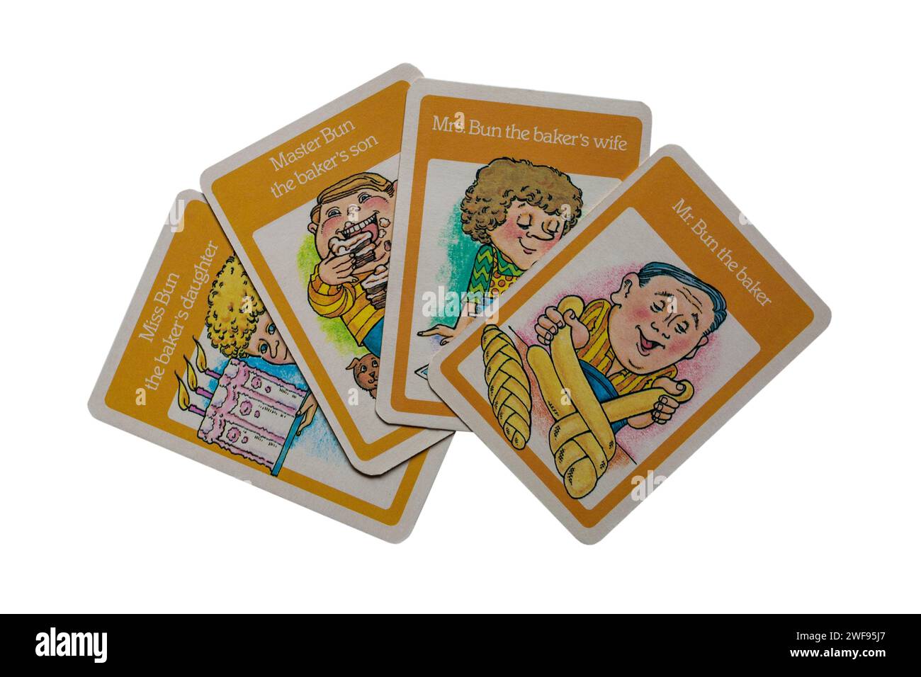 old retro Happy Families playing cards isolated on white background ...