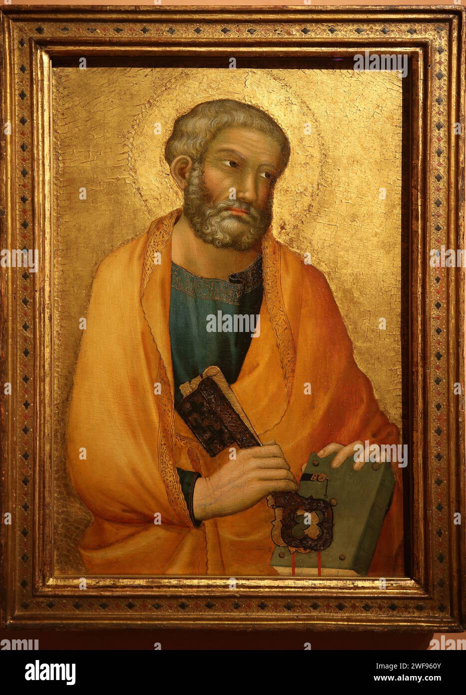 Saint Peter by Simone Martini, c. 14th century. Tempera and gold on panel. Thyssen Museum. Madrid. Spain Stock Photo