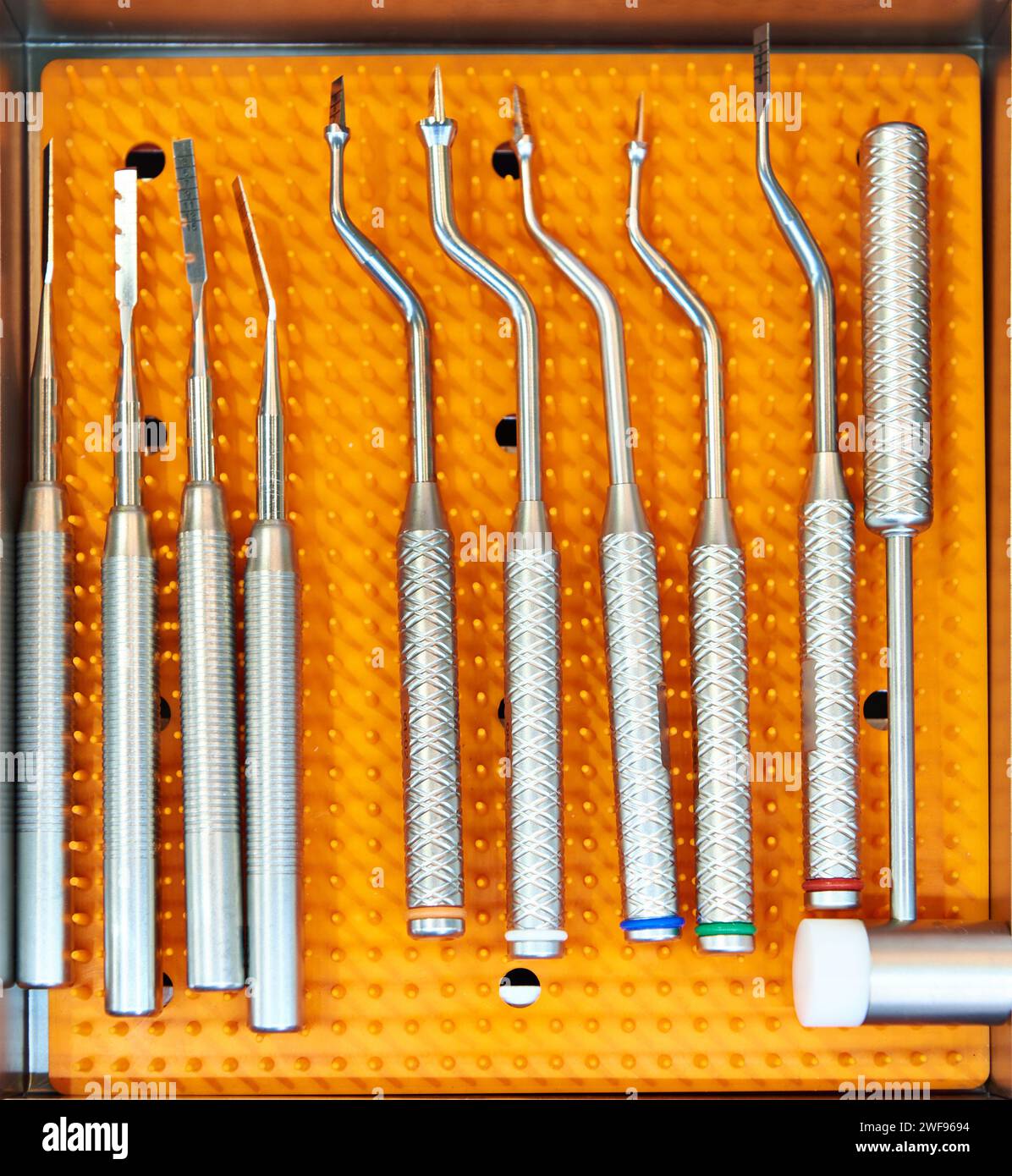 Dental osteotome set with a hammer for bone surgery Stock Photo Alamy