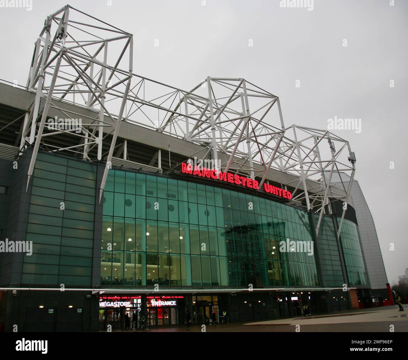 A view of Old Trafford, a Football Stadium and the home of Manchester United, Stretford, Manchester, United Kingdom, Europe Stock Photo