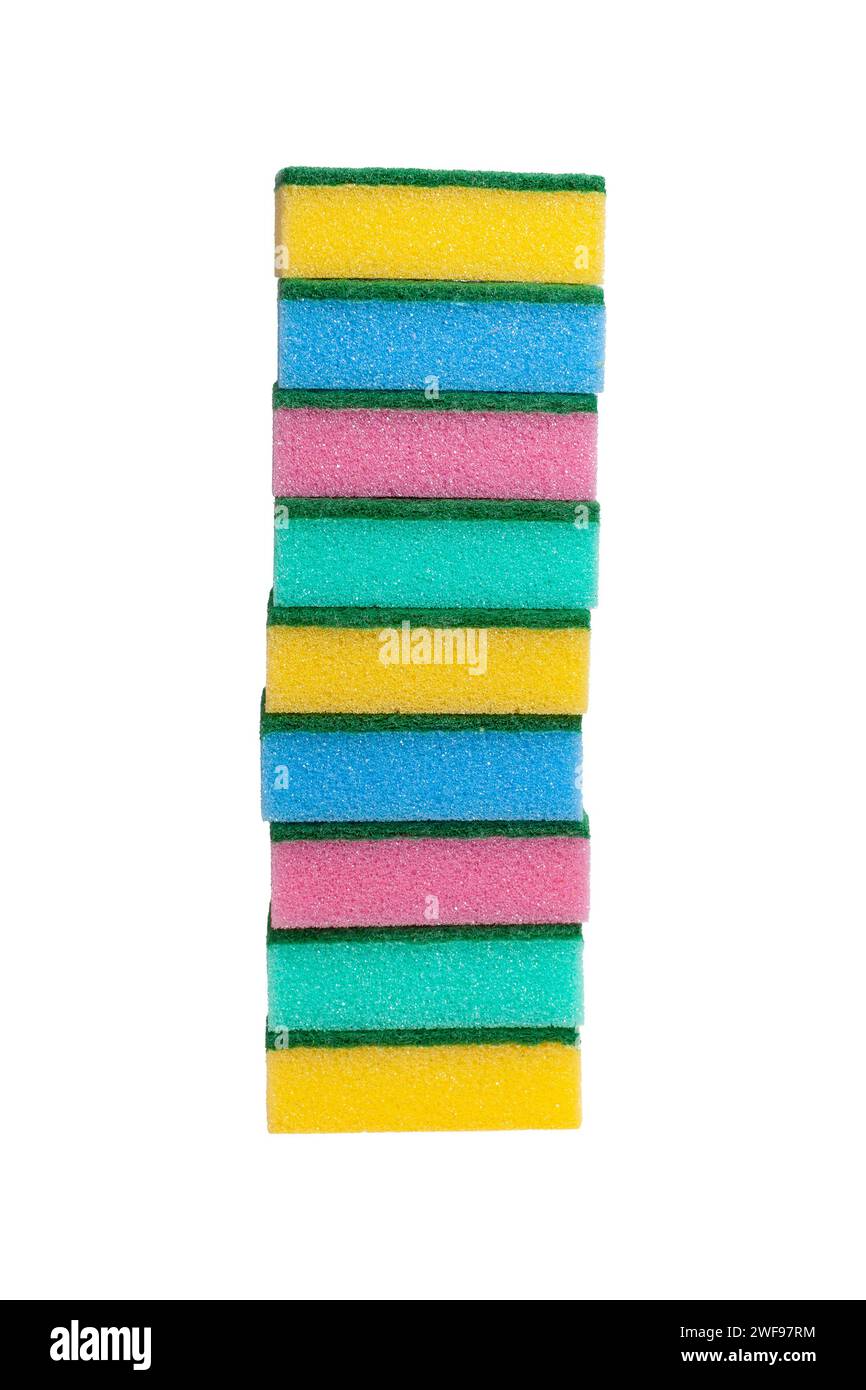 colorful sponges isolated on white background Stock Photo