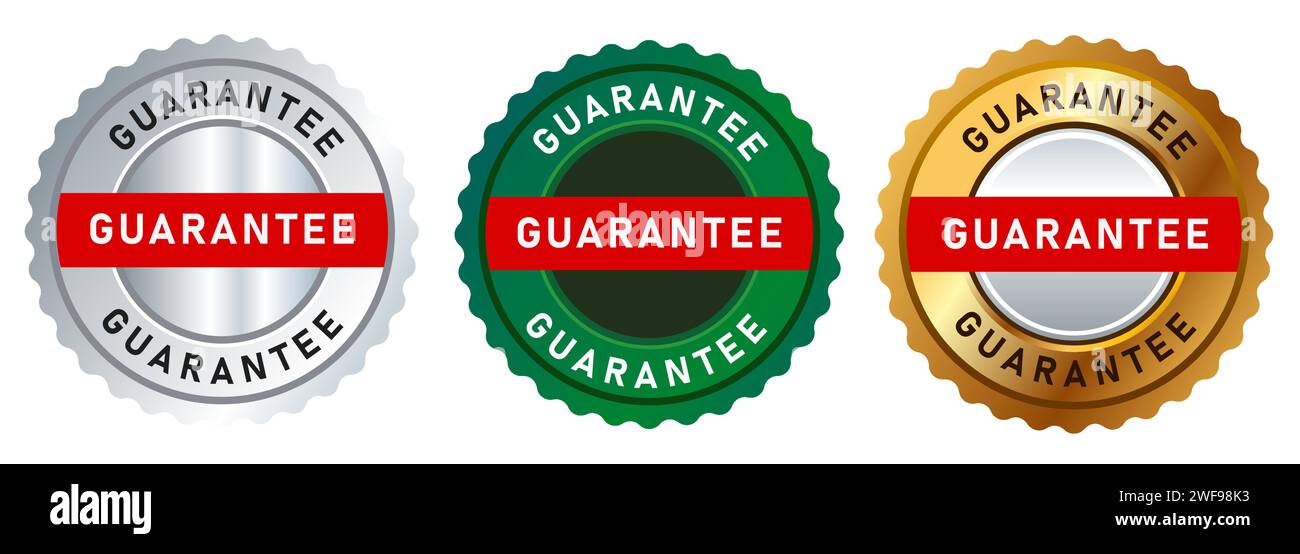 guarantee gold green and silver seal label badge sign satisfaction ...