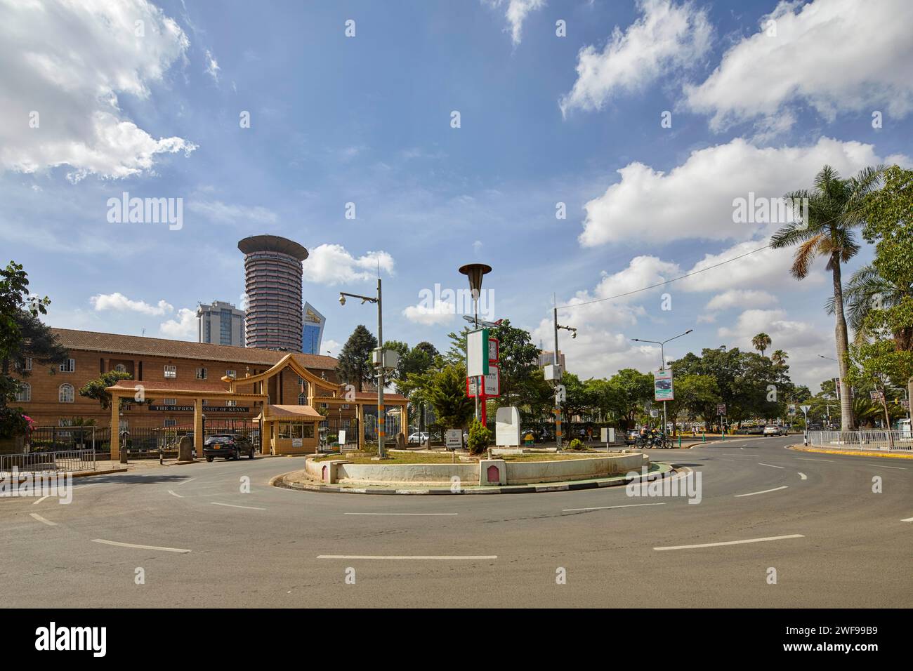City Hall Roundabout with The Supreme Court of Kenya and KICC Kenyatta International Conference Centre; Nairobi; Kenya; Africa; Stock Photo