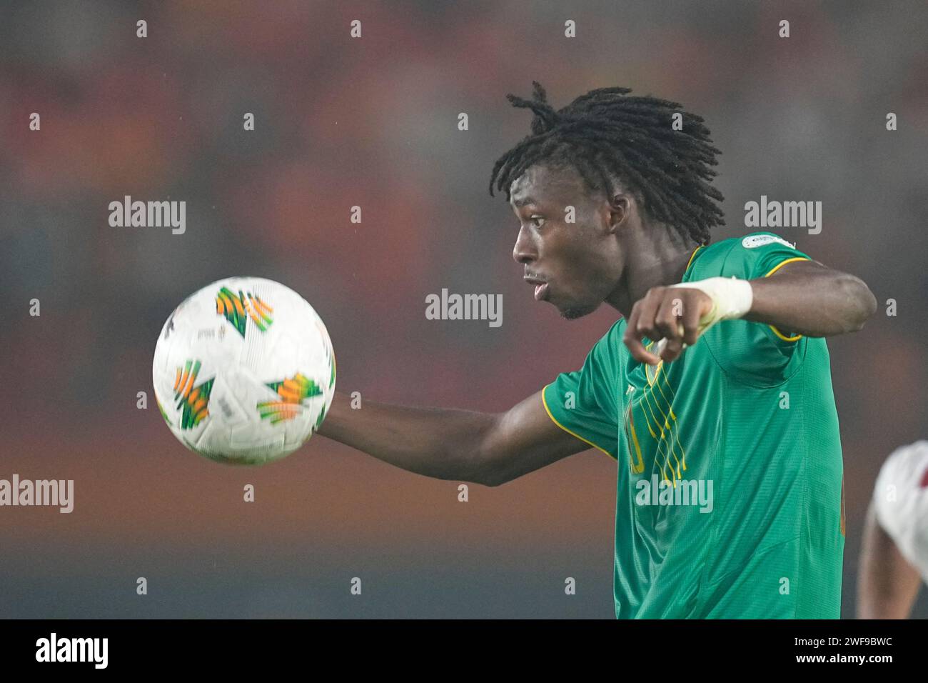 January 29 2024: Idrissa Thiam (Mauritania) heads during a African Cup