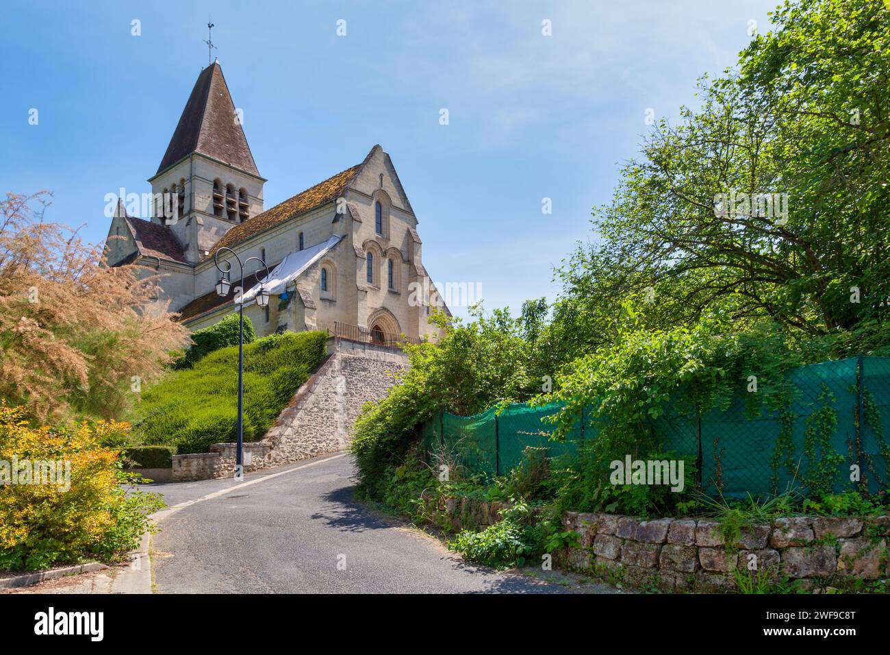 Cuise-la-Motte, France - May 27 2020: The church of Saint Martin is located in the natural region of Soissonnais and the former Duchy of Valois, in th Stock Photo