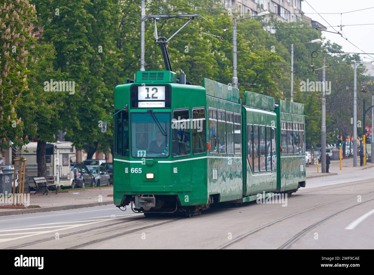Sofia, Bulgaria - May 18 2019: The Sofia tram network is a main public transportation facility in the Bulgarian capital city. Stock Photo