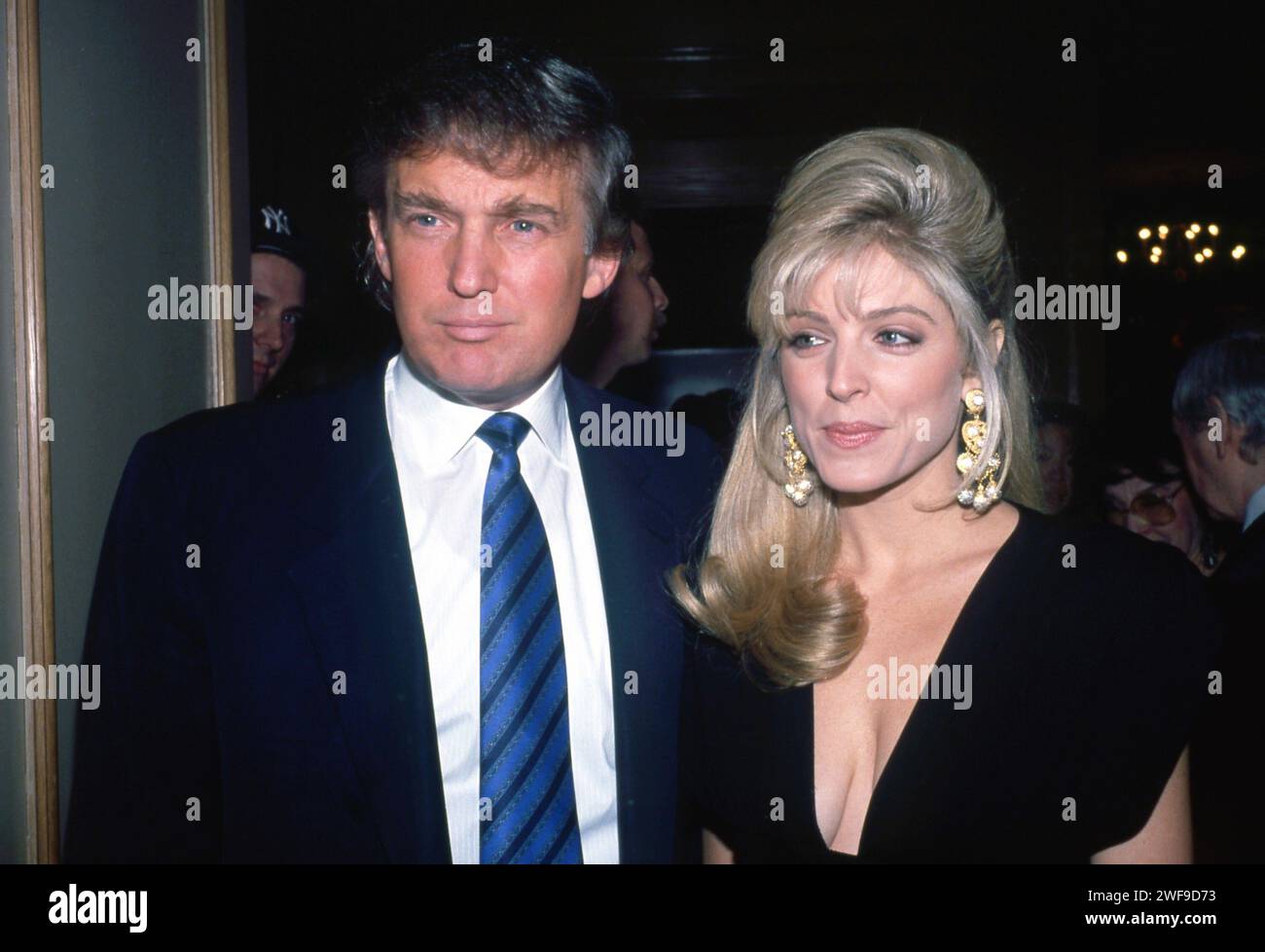 Donald Trump and Marla Maples attending a party for comedian Joey Adams, New York, January 1991.  Photo: Oscar Abolafia/Everett Collection  (donaldtrump003) Stock Photo