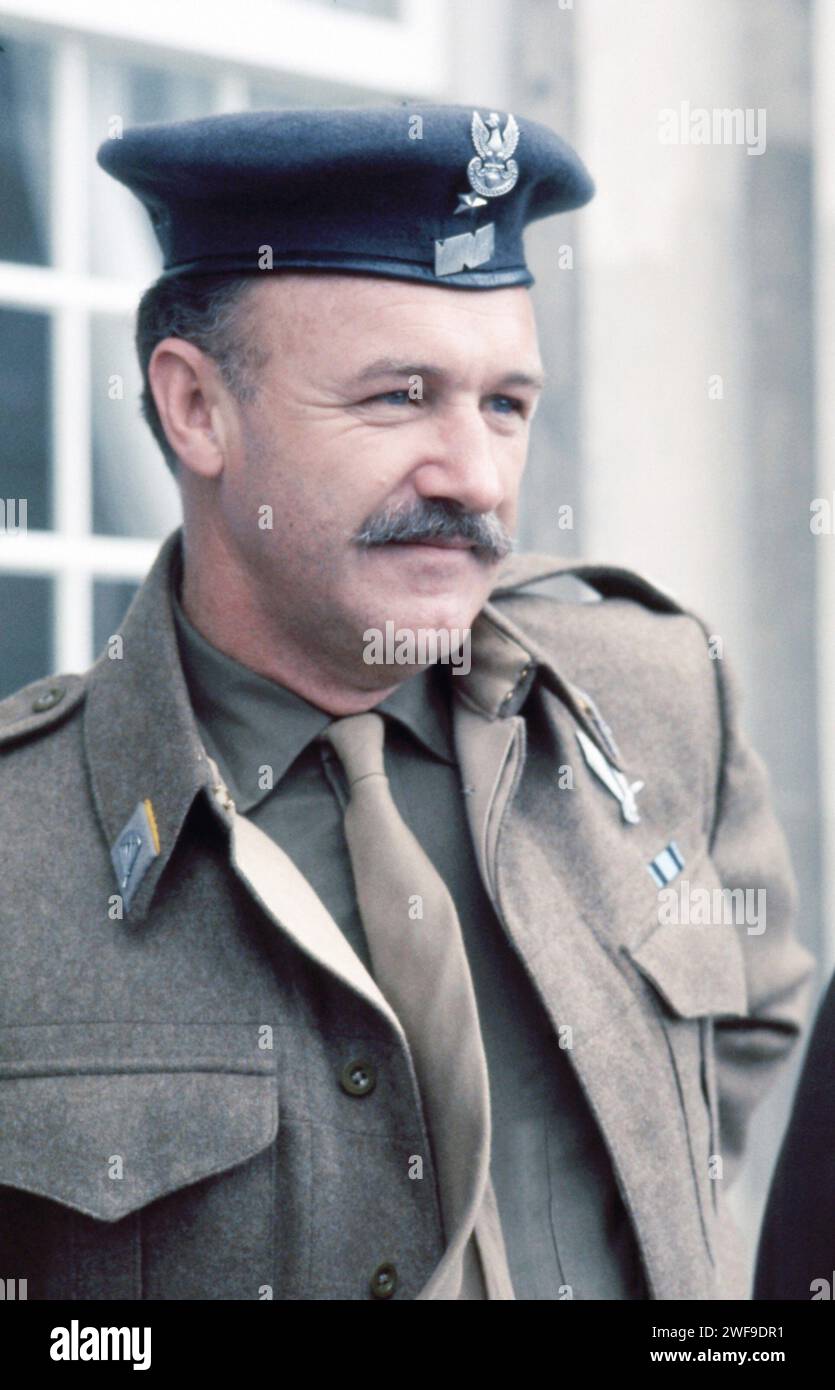 Gene Hackman on the set of the film, A BRIDGE TOO FAR, 1977. Photo ...