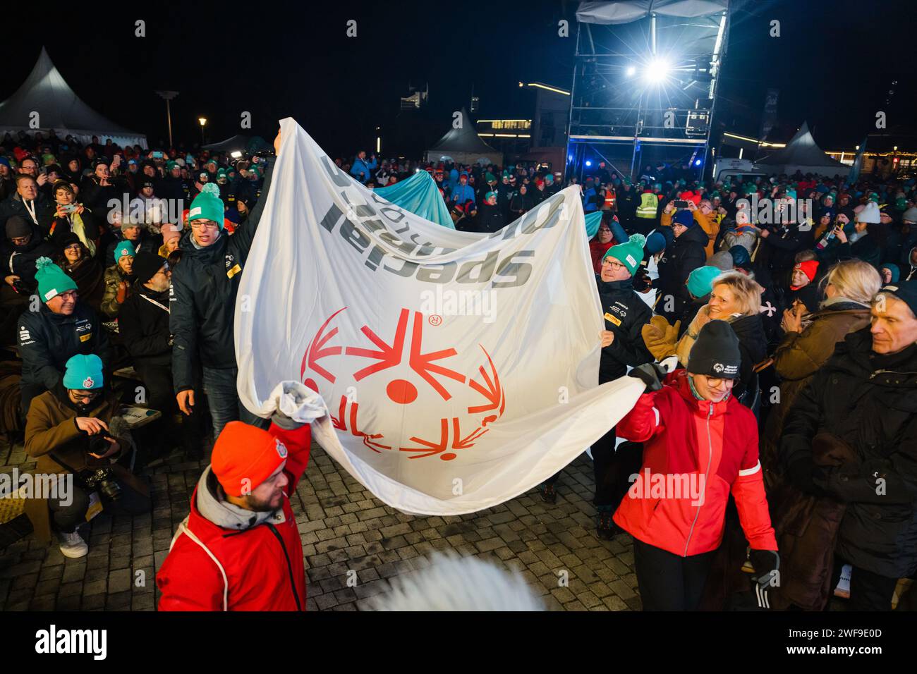 Oberhof, Germany. 29th Jan, 2024. The flag is carried to the opening