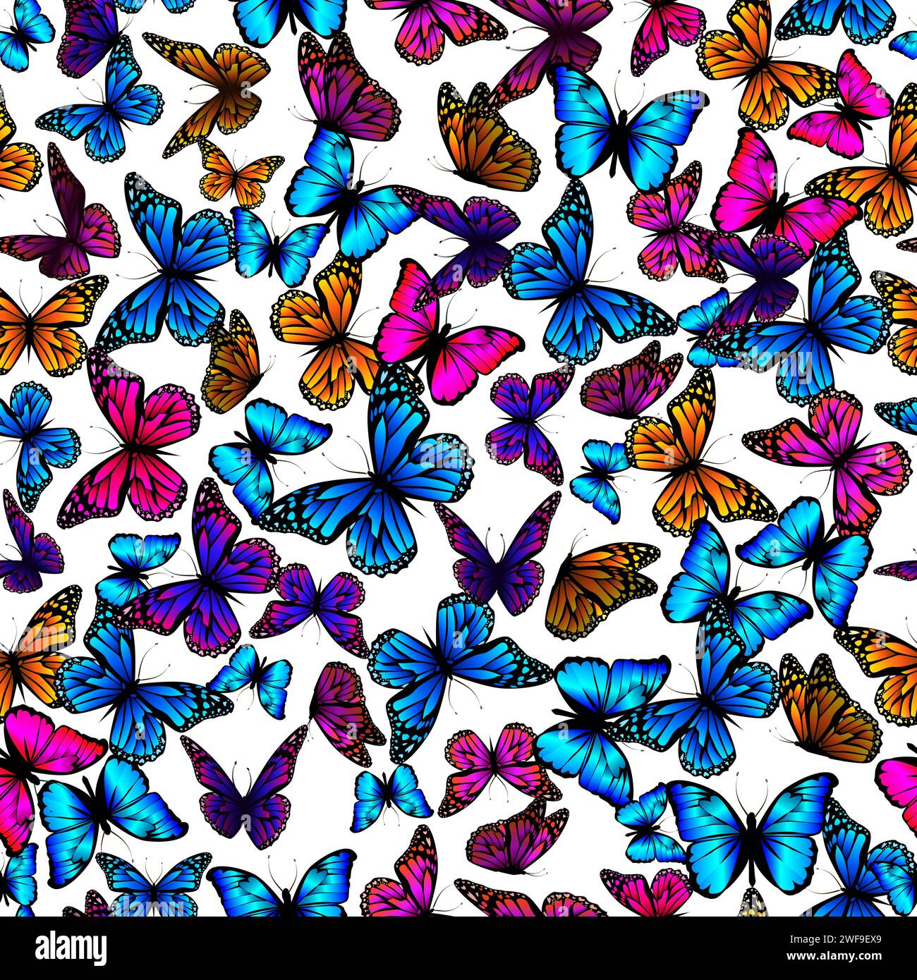 Biutterfly Pattern Vector Seamless pattern of butterflies. hand drawing. Not AI, Vector ...